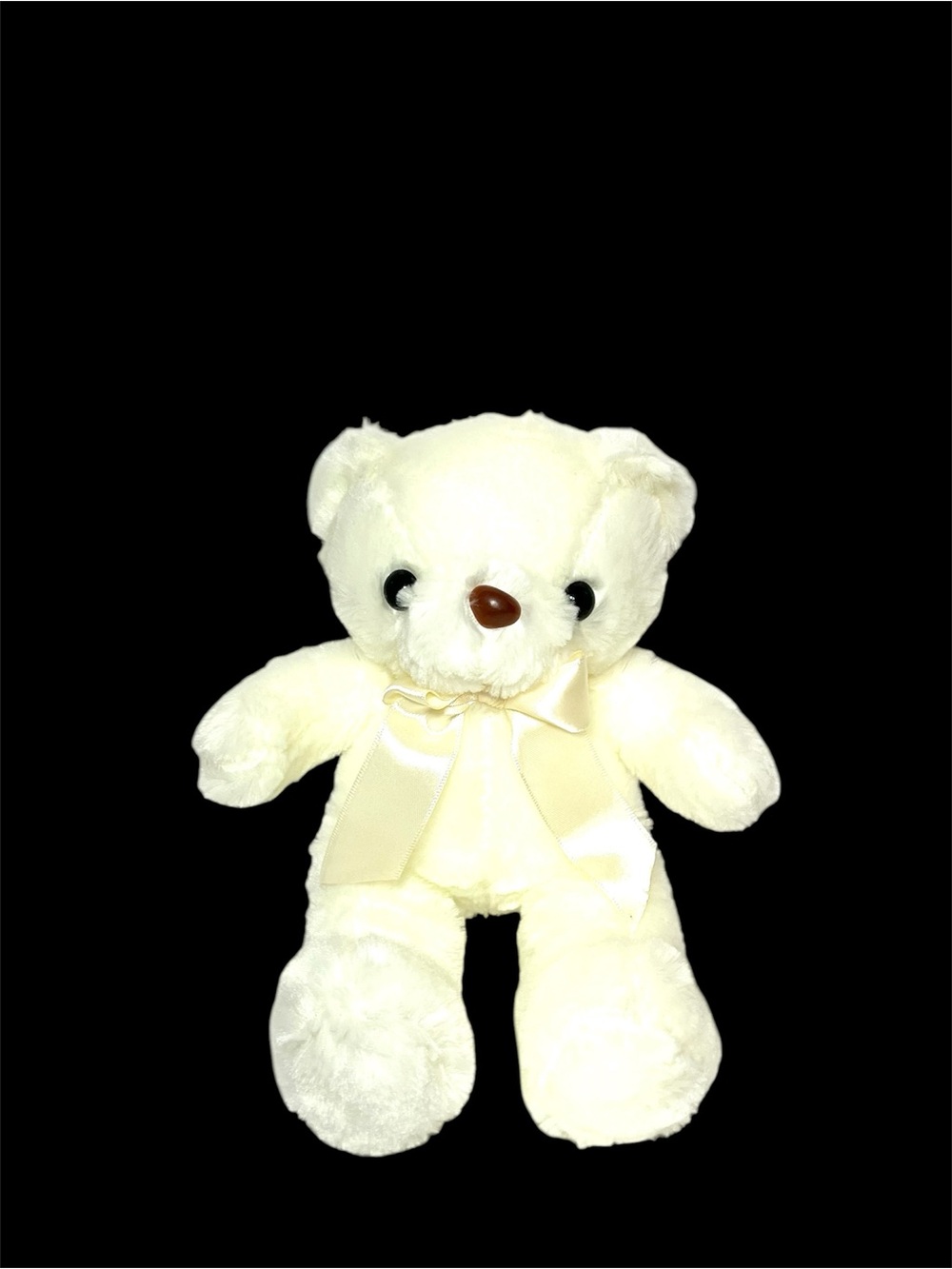 Cream Teddy Bear Plush 11.8” Soft Stuffed Animal with Satin Bow